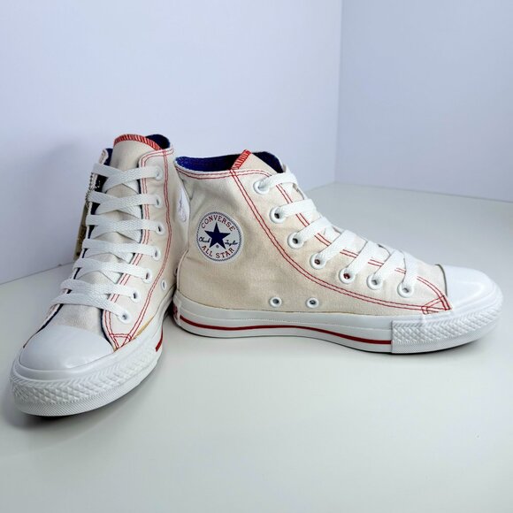 Pre-2003 New Converse Chuck Taylor All-Stars SZ M4/W6 White/Red Trim/ Blue Inner - Picture 8 of 11